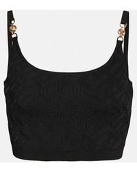 Versace - 'la Greca' Knitted Cropped Top - Lyst