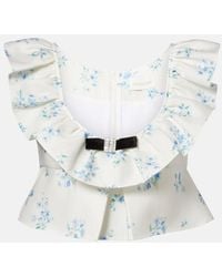 ShuShu/Tong - Floral Ruffled Cotton And Silk Top - Lyst