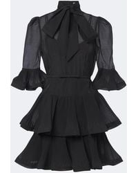 Zimmermann - Pleated Tie-Neck Minidress - Lyst