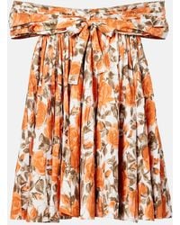 Chloé - Floral Pleated Cotton Poplin Minidress - Lyst
