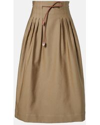 Max Mara - Tempio Belted Cotton Twill Midi Skirt - Lyst