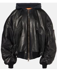 Balenciaga - Oversized Leather Bomber Jacket - Lyst