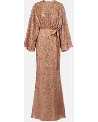 Elie Saab - Belted Sequined Silk-Blend Gown - Lyst
