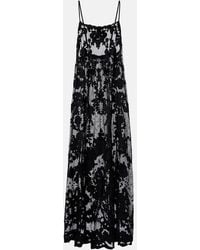 Juliet Dunn - Embroidered Sheer Cotton Maxi Dress - Lyst