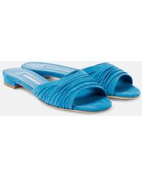 Manolo Blahnik - Piruaflat 10 Suede Sandals - Lyst