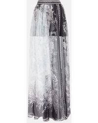Elie Saab - Printed Silk Chiffon Maxi Skirt - Lyst