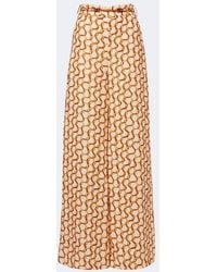 Zimmermann - Belted Printed Linen Wide-Leg Pants - Lyst