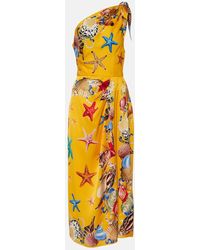 Dolce & Gabbana - Vestido midi Capri de mezcla de seda estampado - Lyst