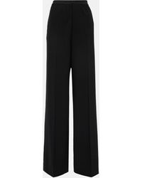 Balenciaga - Logo Mid-Rise Wide-Leg Wool Pants - Lyst