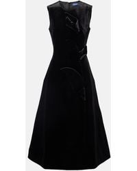 LEO LIN - Vestido Midi Cleo De Terciopelo Con Aplique Floral - Lyst