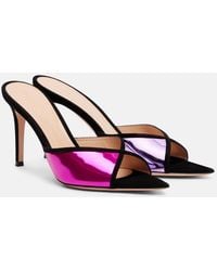 Gianvito Rossi - Confetti Suede-Trimmed Metallic Leather Mules - Lyst