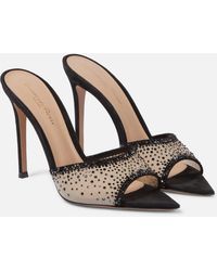 Gianvito Rossi - Elle 115 Embellished Mesh Mules - Lyst
