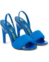 Damen Schuhe Absätze Sandaletten The Attico Leder Slingback-Pantoletten Rem mit Lackleder in Blau 