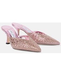 Jimmy Choo - Solar 70 Embellished Laser-Cut Suede Mules - Lyst