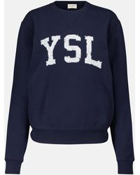 Saint Laurent - Sweat-shirt en coton a logo - Lyst
