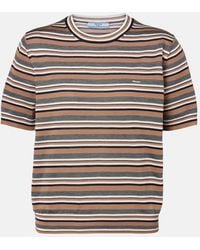 Prada - Striped Cotton And Silk T-Shirt - Lyst