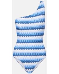 Melissa Odabash - Madrid Chevron One-Shoulder Swimsuit - Lyst
