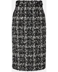 Dolce & Gabbana - Jupe Midi En Laine, Coton Et Soie Melanges A Carreaux - Lyst