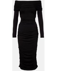 Veronica Beard - Abito Midi Tinette Off-Shoulder Con Ruches - Lyst