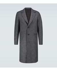 Harris Wharf London Long Herringbone Virgin Wool Coat - Grey