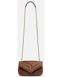 Saint Laurent - Schultertasche Loulou Mini Aus Veloursleder - Lyst