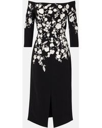 Carolina Herrera - Embroidered Off-Shoulder Midi Dress - Lyst