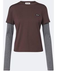 Miu Miu - Layered Cotton Jersey T-Shirt - Lyst
