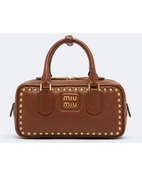 Miu Miu - Arcadie Studded Leather Top-Handle Bag - Lyst
