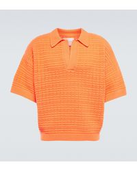 King & Tuckfield Polohemd aus Pointelle-Strick - Orange