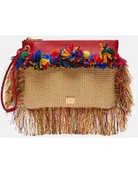 Dolce & Gabbana - Fringed Woven Leather-Trimmed Pouch - Lyst