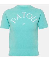 Patou - Logo Knitted Cotton-Blend T-Shirt - Lyst