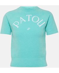 Patou - Logo Knitted Cotton-blend T-shirt - Lyst