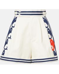 ALÉMAIS - Bedruckte Shorts Marine Aus Baumwolle - Lyst