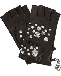 Dolce & Gabbana Verzierte Handschuhe aus Leder - Schwarz