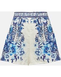 Camilla - Printed High-rise Linen Shorts - Lyst
