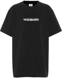 Vetements Oversized Logo Cotton T-shirt - Black
