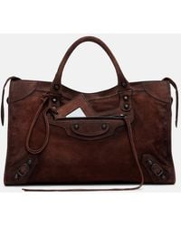 Balenciaga - Le City Medium Suede Top-Handle Bag - Lyst