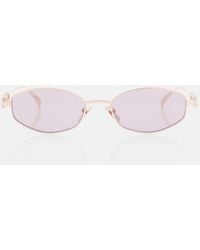 Gucci - Logo Embellished Oval Sunglasses - Lyst