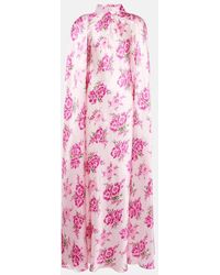 Rodarte - Caped Floral Silk Satin Gown - Lyst