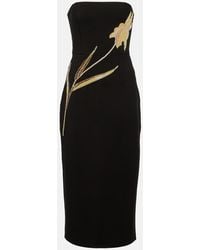 STAUD - Brooke Embellished Strapless Midi Dress - Lyst