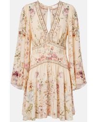 CAMILLA - Embellished Floral Silk Minidress - Lyst