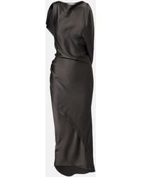Victoria Beckham - Kyra Draped Crepe Satin Midi Dress - Lyst