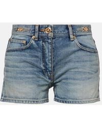 Versace - Denim Shorts With Vintage Effect - Lyst