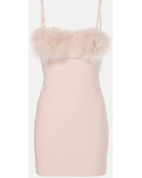 Blumarine - Minikleid Aus Jersey Mit Federn - Lyst