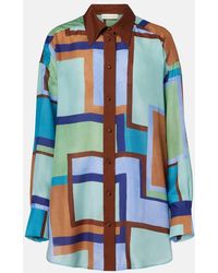 Zimmermann - Como Printed Silk Satin Shirt - Lyst
