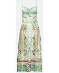 CAMILLA - Gathered Silk Midi Dress - Lyst
