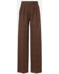 Max Mara - Ponza Cotton And Wool-Blend Wide-Leg Pants - Lyst