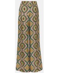 Etro - Printed Silk Wide-Leg Pants - Lyst