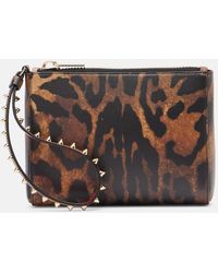 Christian Louboutin - Cabata Small Leopard-Print Leather Pouch - Lyst