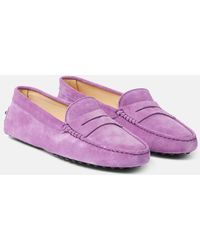 Tod's - Gommino Suede Loafers - Lyst